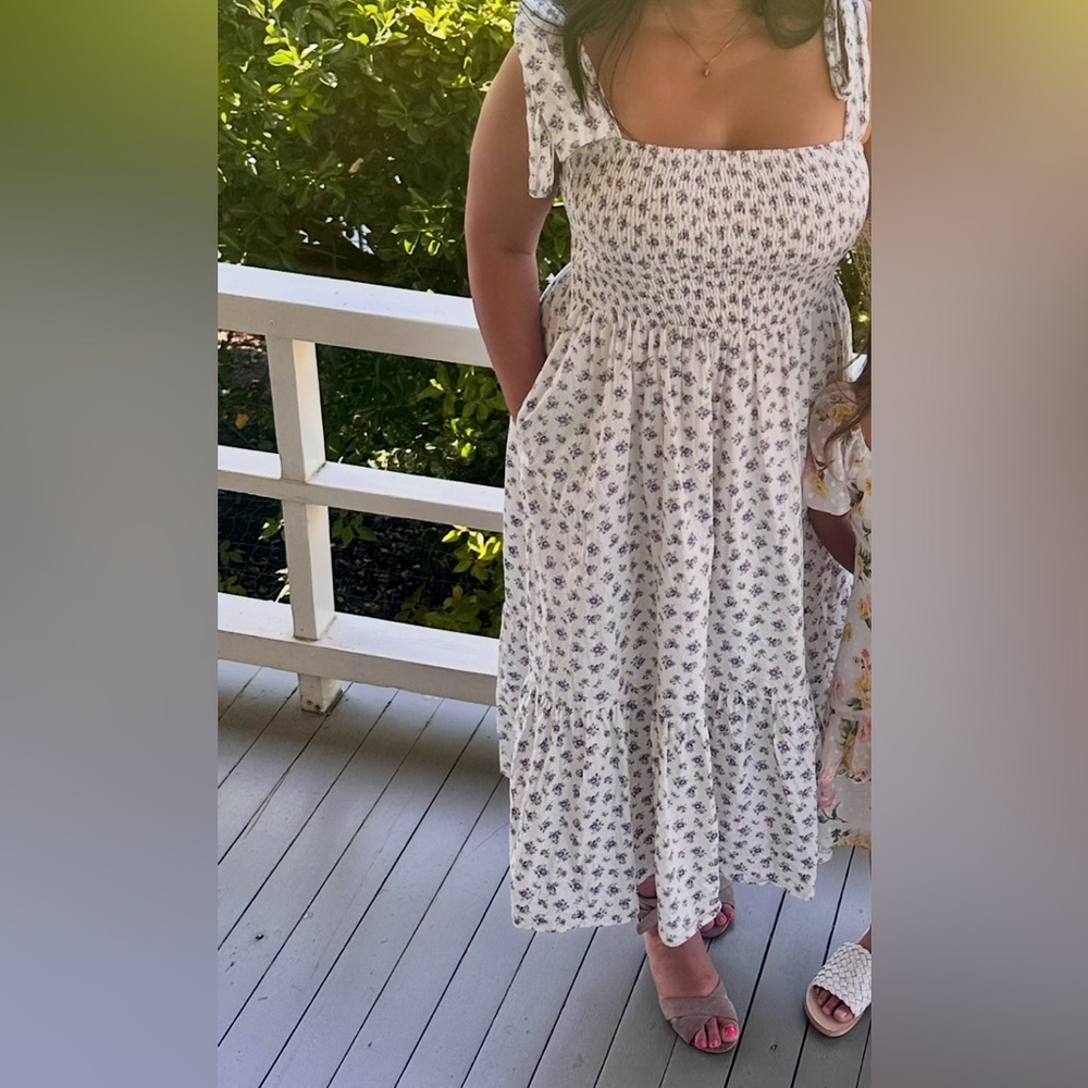 English Factory lavender flowered Smocked Tiered Sundress